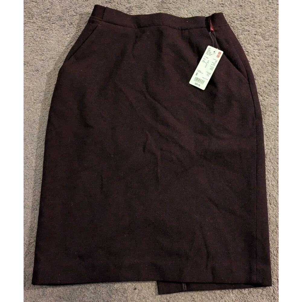 New with Tags! Uniqlo High Waist Wool Blend Wine Pencil Skirt Women's Small